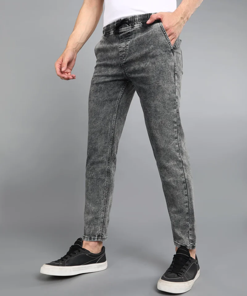 Urbano Fashion  Urbano Fashion Men's Grey Regular Fit Washed Jogger Jeans Stretchable for Men | Best Price UAE